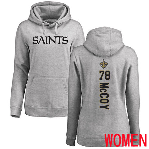 New Orleans Saints Ash Women Erik McCoy Backer NFL Football 78 Pullover Hoodie Sweatshirts